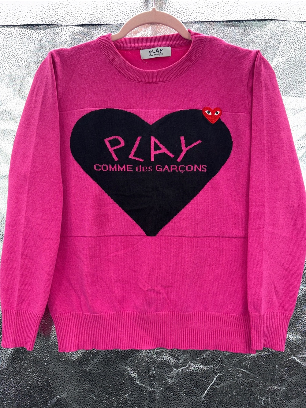 Comme des Garcons PLAY Pink Heart Logo Sweater